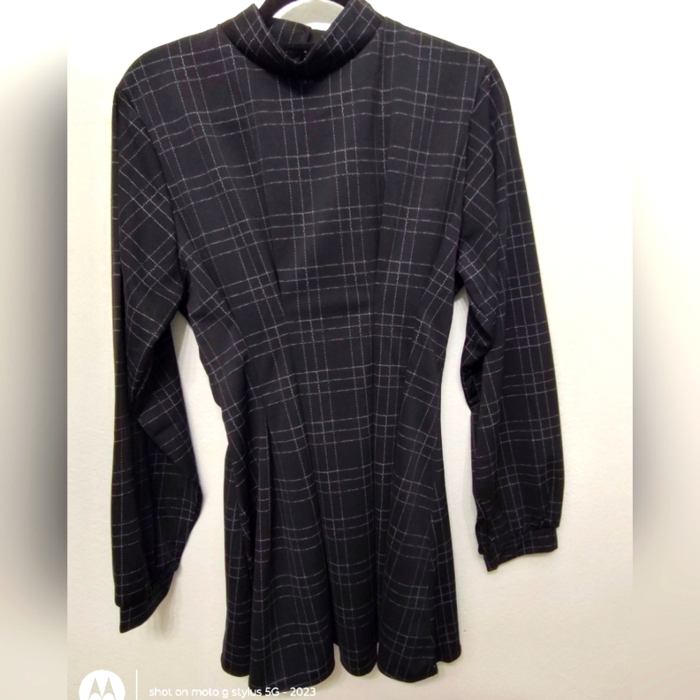Oneby Black Plaid Dress Large Academia School Girl NEW WITH TAGS Cyber Grunge